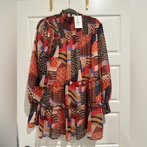 Fate Long sleeve Multicolor Patterned Women's Dress